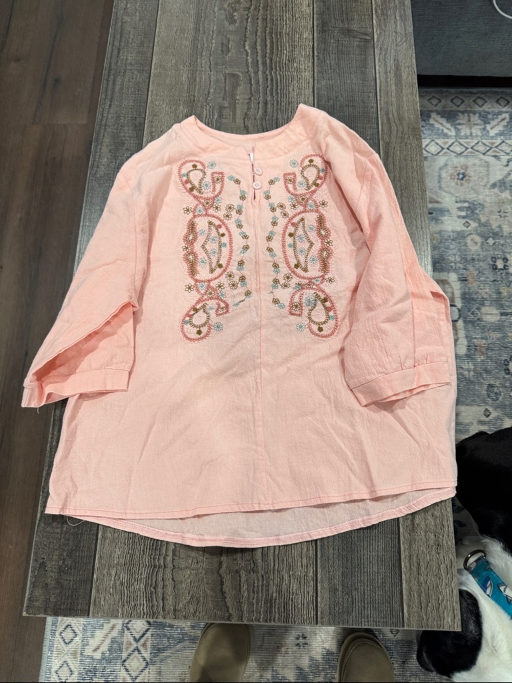 Peach Embroidered Boho Tunic Top